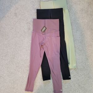 High-Waist Corset Leggings - Purple, Black, Green